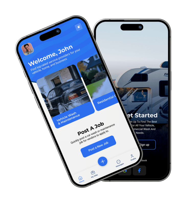 Mobile Wash USA app screens